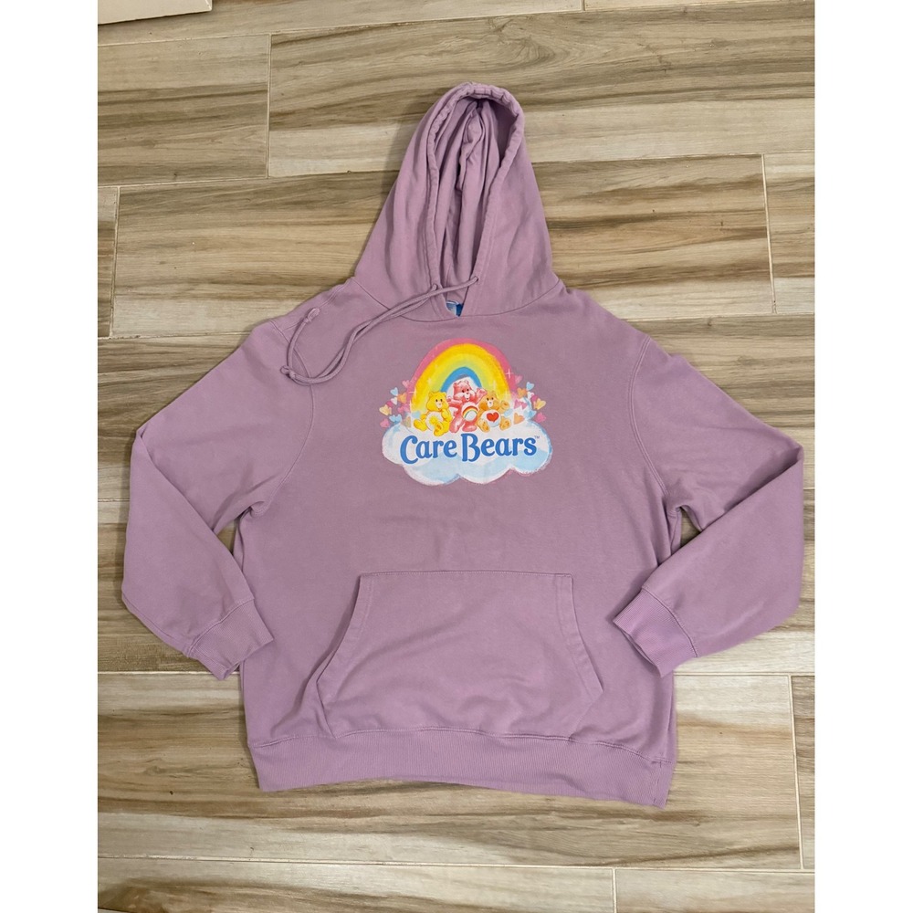 Care Bears Purple Rainbow Graphic Hoodie Sweatshirt XXL Lavender Mens Womens